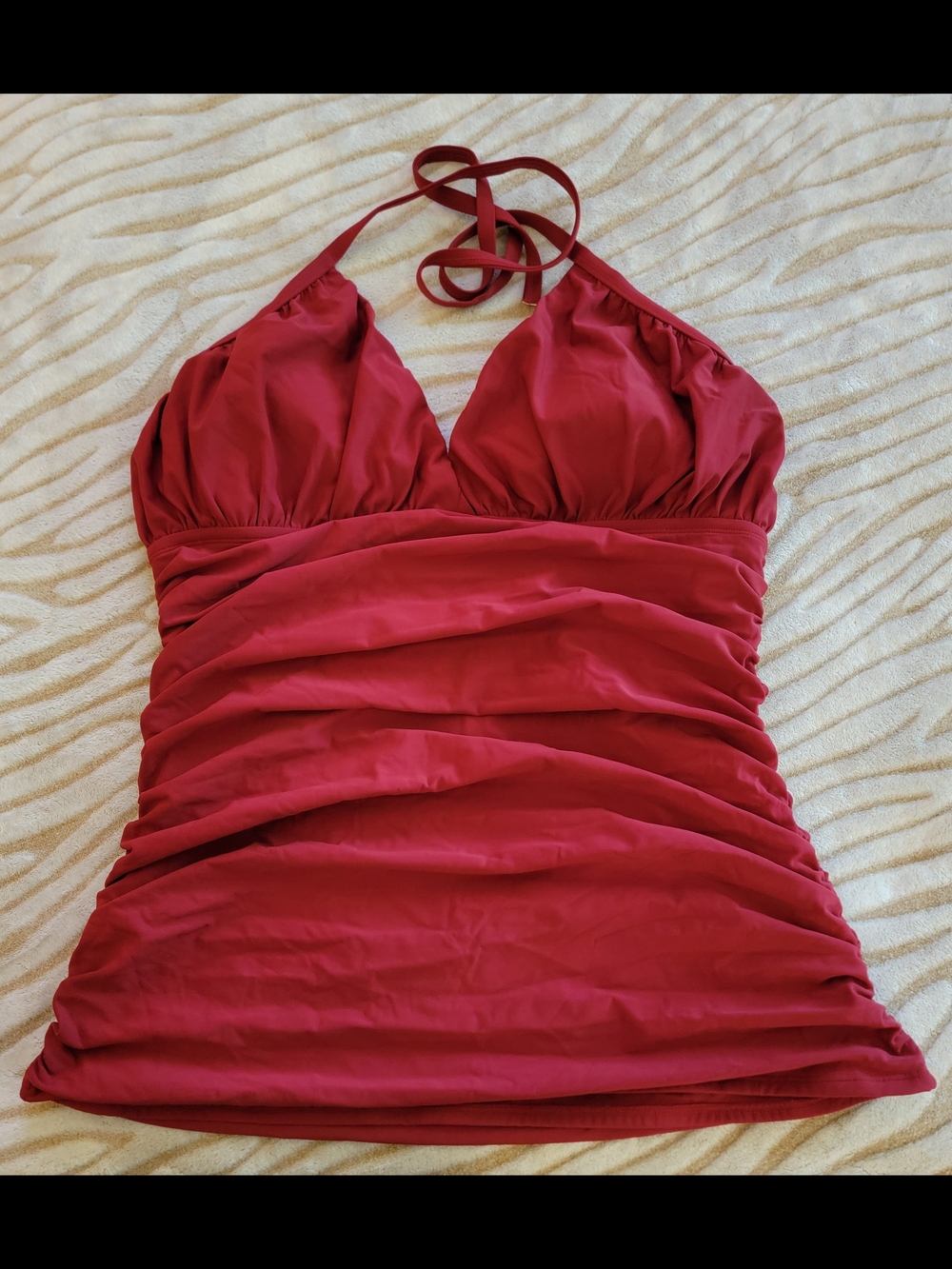 Women’s Ruched Halter Tankini Top in  Deep Red
